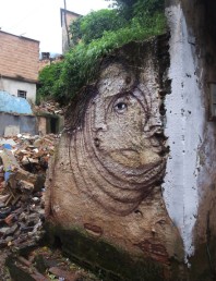 Street Art uses Plants as Hair